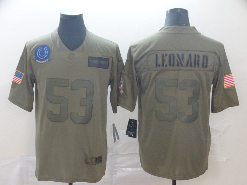 Men Indianapolis Colts #53 Leonard Nike Camo 2019 Salute to Service Limited NFL Jerseys